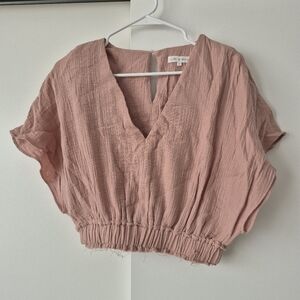 Free the Roses Pink Dolman Sleeve Crop Blouse
